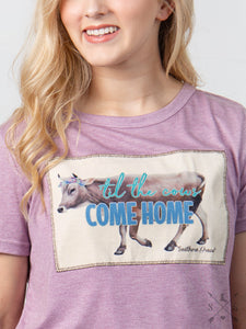 Til the Cows Come Home Patch on Lavender Short Sleeve Tee