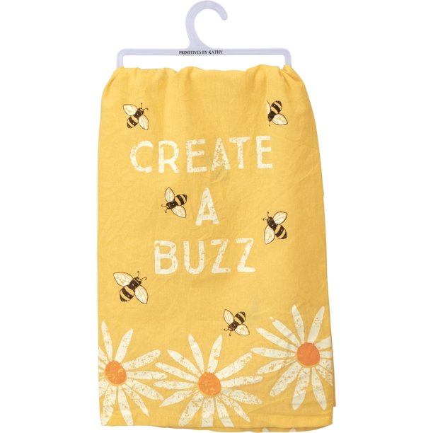Create A Buzz Honey Bees Yellow Kitchen Towel