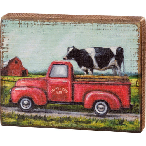 Happy Cow Farm Block Sign