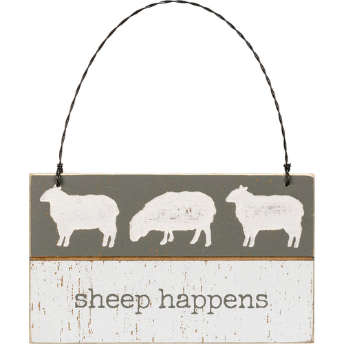 Sheep Happens Slat Ornament