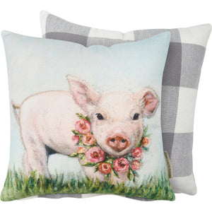 Piglet With Wreath Pillow