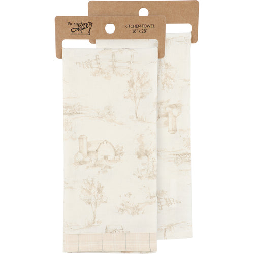 Tan Farmscape Kitchen Towel