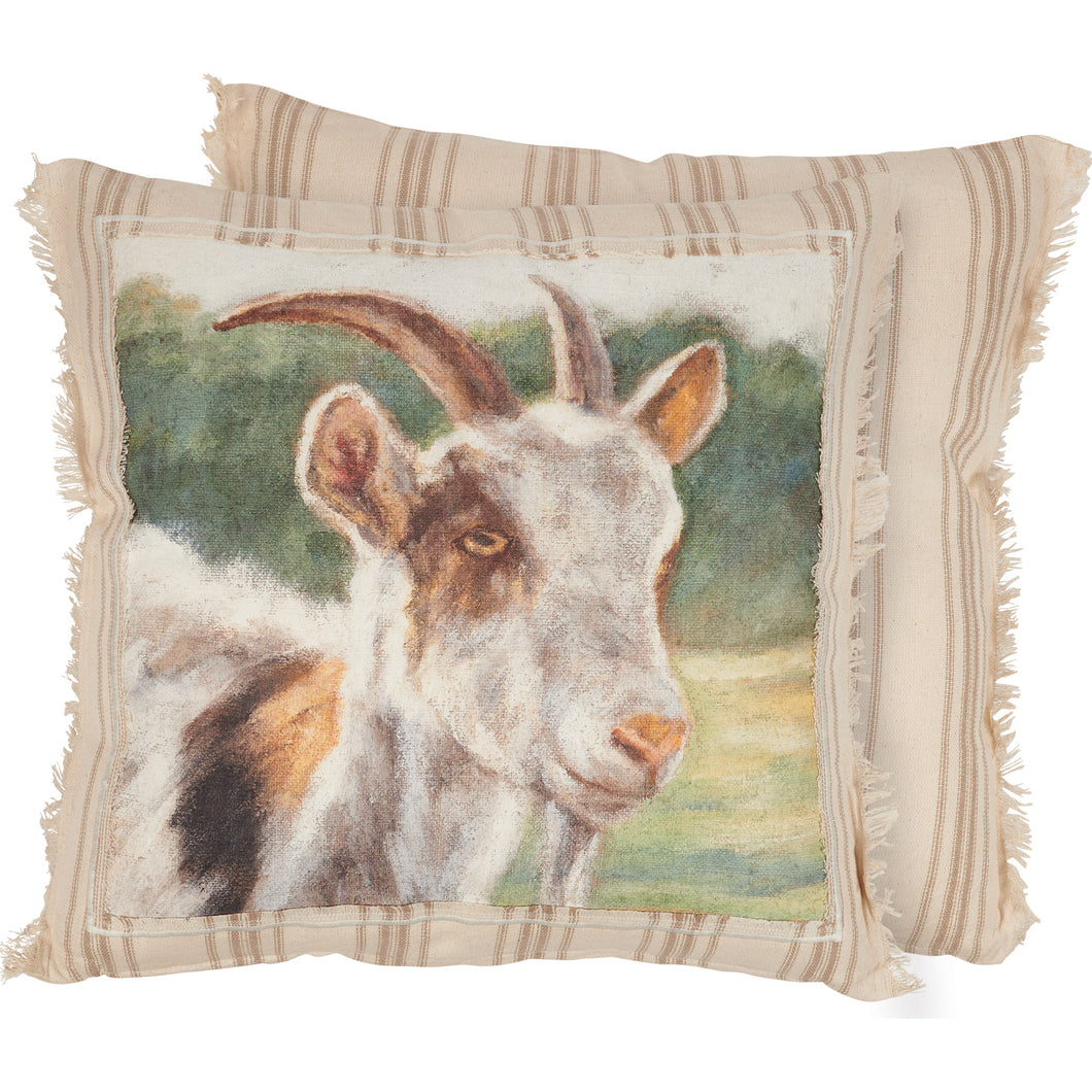 Brown And White Goat Pillow