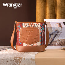 Wrangler Aztec Distressed Print Dual Sided Print Concealed Carry Crossbody-Brown