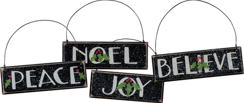 Peace Noel Joy Believe Ornaments