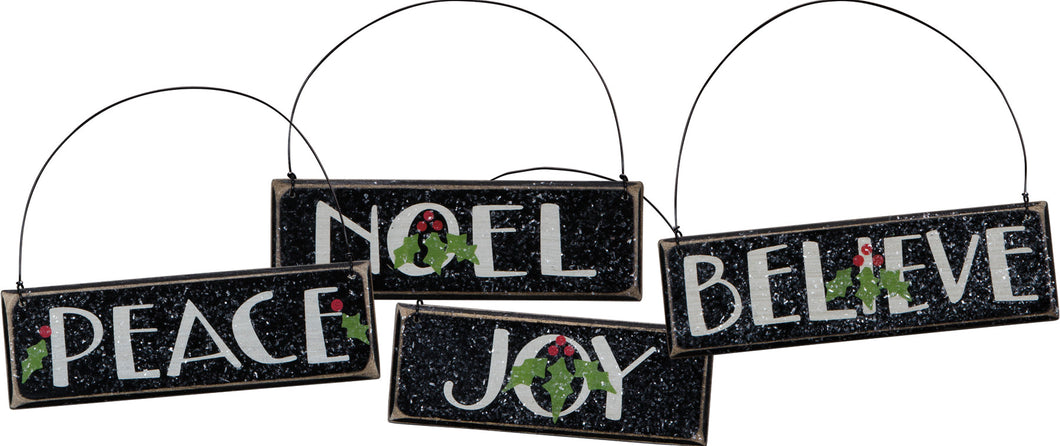 Peace Noel Joy Believe Ornaments