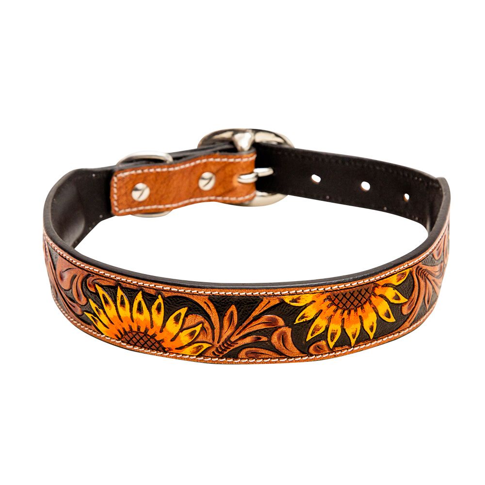 Zoomper Hand-Tooled Leather Dog Collar