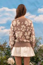FLORAL DISTRESSED CREWNECK TERRY SWEATER