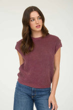 WASHED KNIT SHORT TAB SLEEVE PULLOVER SWEATER