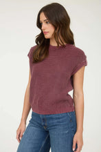 WASHED KNIT SHORT TAB SLEEVE PULLOVER SWEATER