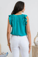 SOLID RUFFLE SLEEVELESS BLOUSE TOP  (5 colors)