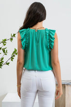 SOLID RUFFLE SLEEVELESS BLOUSE TOP  (5 colors)