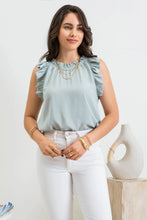 SOLID RUFFLE SLEEVELESS BLOUSE TOP  (5 colors)