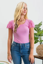 Lace Sleeve Knit Top (2 colors)