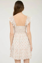FLORAL TRELLIS PATTERN SMOCKED MINI DRESS