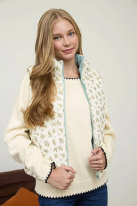 FLORAL ZIP-UP PUFFER VEST