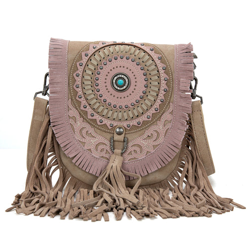 Montana West Concho Fringe Collection Saddle Bag/Crossbody