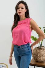 SLEEVELESS LACE EDGE WOVEN TOP (2 colors)