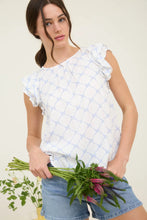 BOW CLIP DOT PATTERN RUFFLE SLEEVE BLOUSE (2 colors)