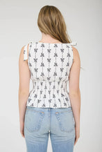 BOW LINE PATTERN TIE SHOULDER SLEEVELESS BLOUSE (2 colors)