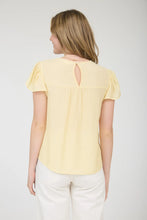 FLORAL EMBROIDERY YOKE DETAIL FLOUNCE SLEEVE TOP