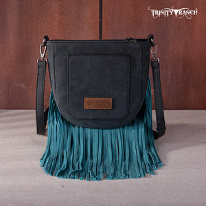 Trinity Ranch Hair-On Cowhide Fringe Crossbody Bag -Black
