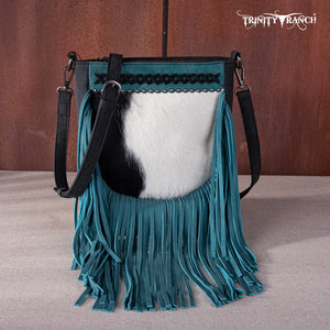 Trinity Ranch Hair-On Cowhide Fringe Crossbody Bag -Black