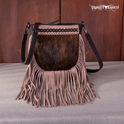 Trinity Ranch Hair-On Cowhide Fringe Crossbody Bag -Coffee