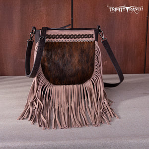 Trinity Ranch Hair-On Cowhide Fringe Crossbody Bag -Coffee