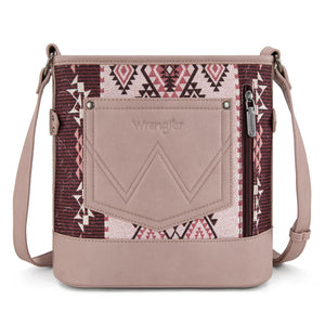 Wrangler Aztec Distressed Print Dual Sided Print Concealed Carry Crossbody-Pink