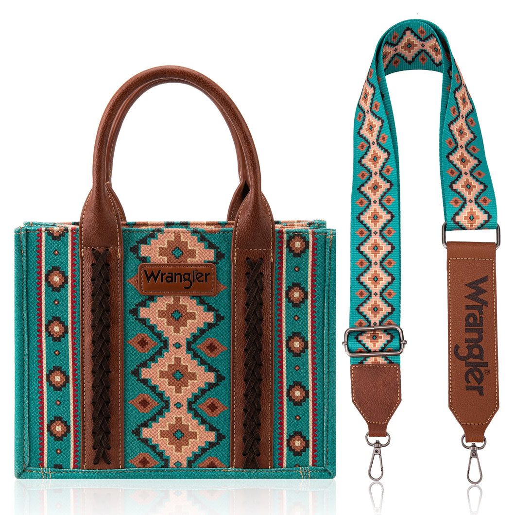 Wrangler Aztec Small Tote/Crossbody Turquoise