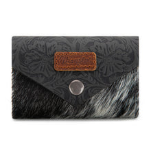 Wrangler Genuine Hair-On Cowhide Floral Tooled Card Holder