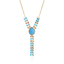 Wrangler 14K Gold Western Y Necklace Oval Shaped Natural Stone Pendant