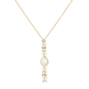Wrangler 14K Gold Western Wheat Necklace Tear Drop Shaped Natural Stone Pendant