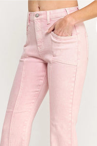 Saige P8116 Mineral Wash Color with Seam Detail Pink