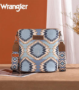 Wrangler Aztec Distressed Print Dual Sided Print Crossbody