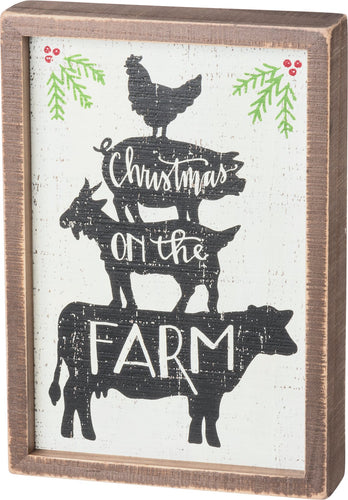 Christmas On The Farm Inset Box Sign