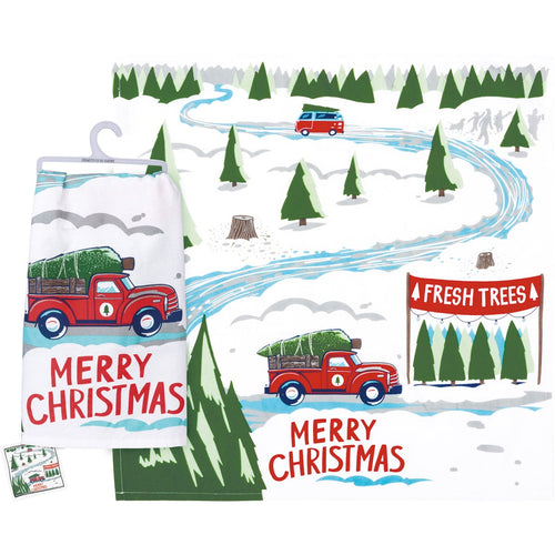Truck & Tree Merry Christmas Kitchen Towel