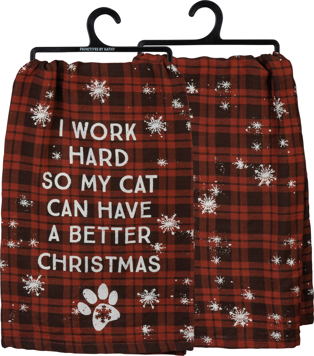 Work Hard So Cat Better Christmas Kitchen Towel