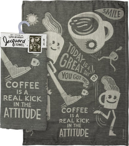 Coffee Real Kick In The Attitude Kitchen Towel