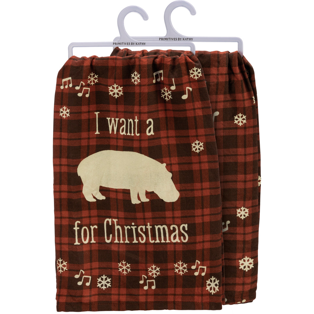 I Want A Hippopotamus For Christmas Kitchen Towel
