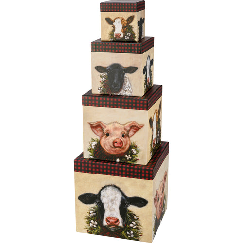 Christmas Farm Animals Stacking Box Set
