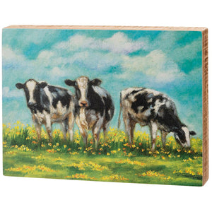 Three Cows In A Field Box Sign