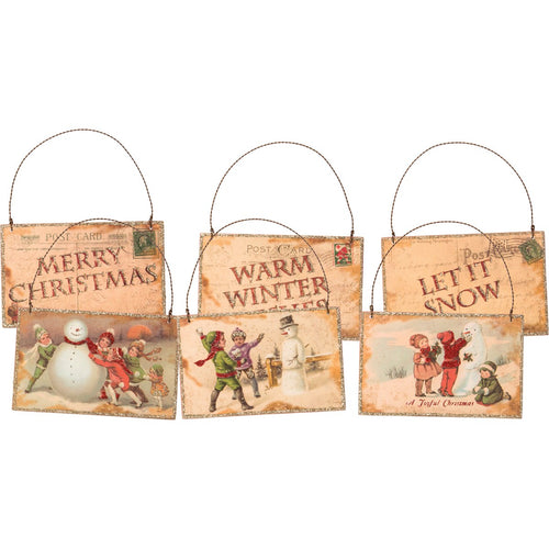 Vintage Postcard Snowman Ornaments