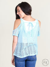 Kendall's Cold Shoulder Lace Top, Sky