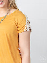 Adeline's Crochet-Shoulder Short Sleeve, Sunflower
