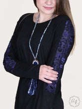 Quinn's Black Blouse with Button Back & Velvet Floral Inset
