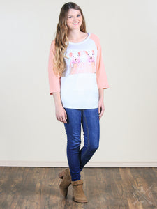 Let's Get Piggy with It Raglan with Pink Striped Sleeves