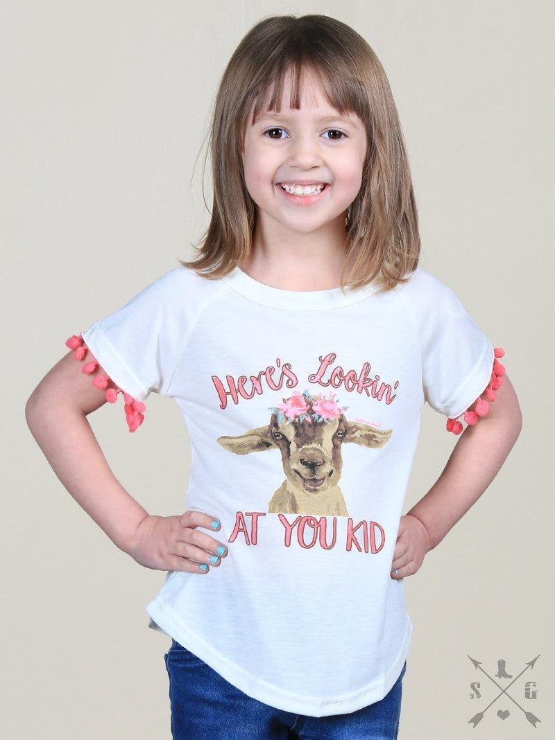 Girls' Here's Lookin' At You You Kid Pom Tee