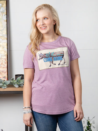 Til the Cows Come Home Patch on Lavender Short Sleeve Tee